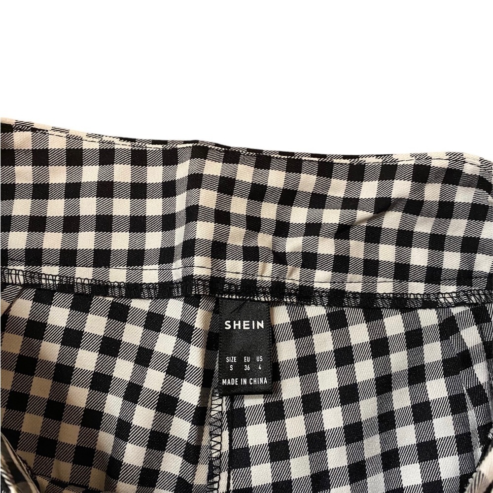 Gingham Print Fold Pleated Pants Size S - Picture 2 of 5